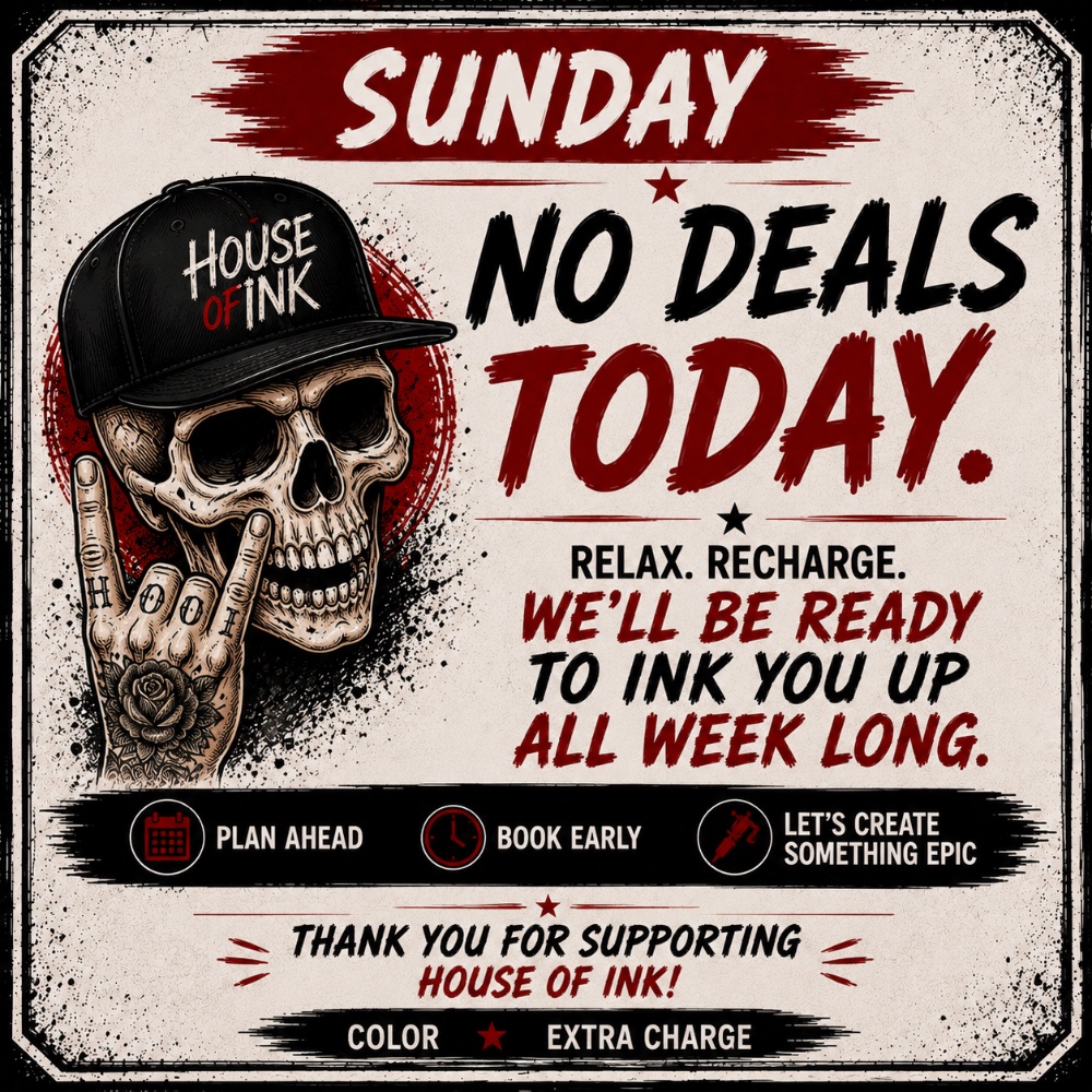 Sunday promotion at House of Ink Art Studio