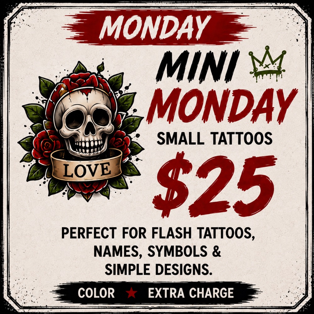Monday promotion at House of Ink Art Studio